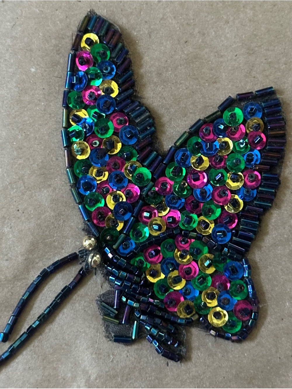 Handcrafted Sequined Butterfly Appliqué - Multicolor